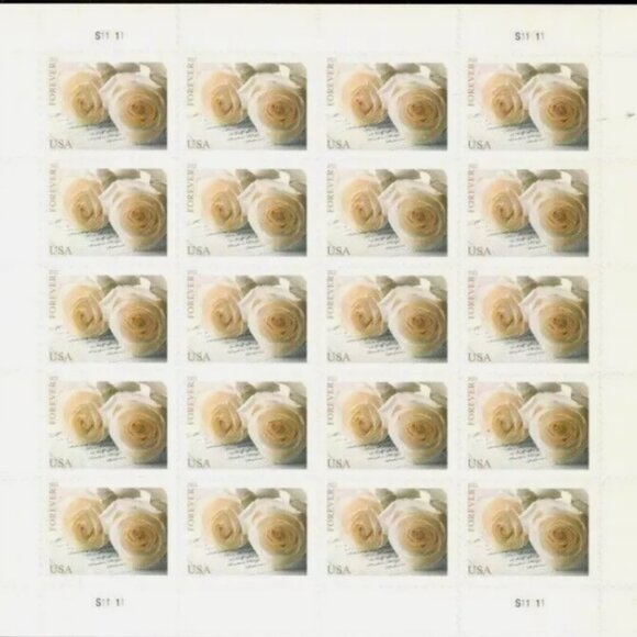 USPS Forever Stamps WEDDING WHITE ROSES 50 Sheet of 1000 stamps 2011 - Picture 1 of 5